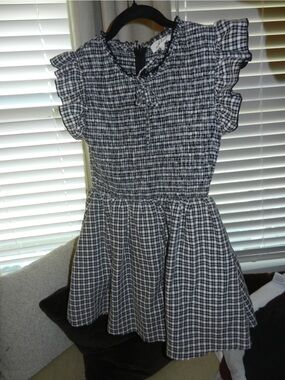 Aiblee Black and White Gingham Ruffled Romper